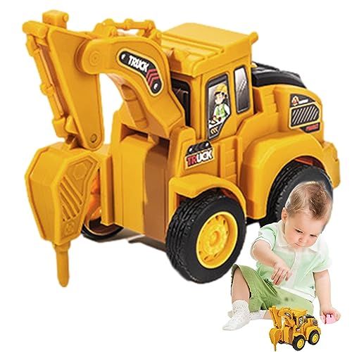 Qikam Rolldozer - Site Roller Bulldozer BAU-LKW-Spielzeug | Wiederverwendbares Bulldozer-Bagger-Spielzeug, Straßenwalzenbohrer, Auto-Pfahlantrieb, Geburtstagsgeschenk für Kleinkinder, Mädchen, Kinder von Qikam