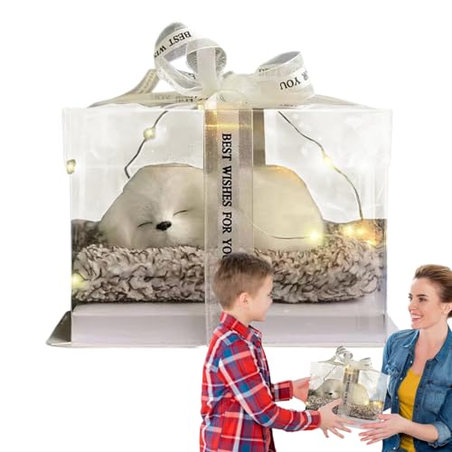 Qikam Stofftier Puppen | Knisterndes Hunde Spielzeug Mit Sound | Realistisches Modell Mit Beweglichen Gelenken Für Schreibtisch, Schlafzimmer Und Wohnzimmer Deko von Qikam