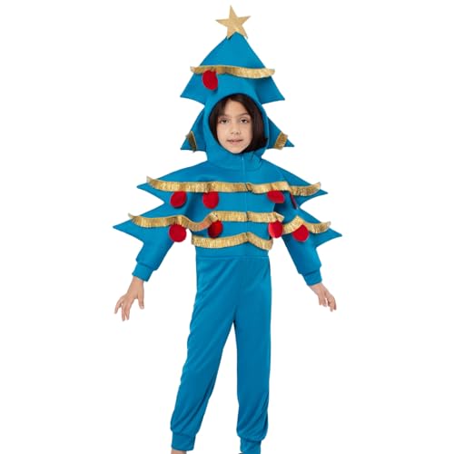 Qikam Weihnachtsbaum-Halloween-Kostüm für Kinder | Weihnachtsbaum-Outfit,Weihnachtskostüme, Festivalkleidung für Jungen, Mädchen, Kinder im Alter von 4–13 Jahren, Party-Outfits für Cosplay von Qikam