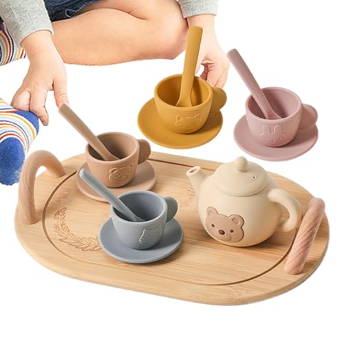 Teeservice, Rollenspielset Mit Und 4 Tassen, Motorik Lernspielzeug Rollenspiel Für Geburtstag Fest Weihnachten von Qikam
