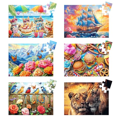 6 Packungen 24 große Teile Puzzle für Senioren – Demenz-Puzzles für ältere Erwachsene, einfaches Puzzle, Alzheimer-Gedächtnis, kognitives Spiel, Geschenk für Patienten im Pflegeheim, mit 6 6 Packungen 24 große Teile Puzzle für Senioren – Demenz-Puzzles für ältere Erwachsene, einfaches Puzzle, Alzheimer-Gedächtnis, kognitives Spiel, Geschenk für Patienten im Pflegeheim, mit 6 von Qingdewan