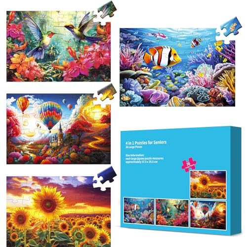 Großes Puzzle-Set für Senioren – Demenz, 36 Teile für ältere Erwachsene, Puzzles zur Alzheimer-Krankheit, Gedächtnis-Kognitionsspiele für Senioren von Qingdewan