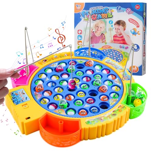 Qingning Angelspiel Fische Angeln Spiele Spielzeug mit 45 Fischen und 4 Angelruten, Spinnendes Angelspielzeug mit Musik Kinder, Kinderspielzeug ab 2 3 4 5 6 Jahren Spielzeug Geschenk für Mädchen Junge Qingning Angelspiel Fische Angeln Spiele Spielzeug mit 45 Fischen und 4 Angelruten, Spinnendes Angelspielzeug mit Musik Kinder, Kinderspielzeug ab 2 3 4 5 6 Jahren Spielzeug Geschenk für Mädchen Junge von Qingning