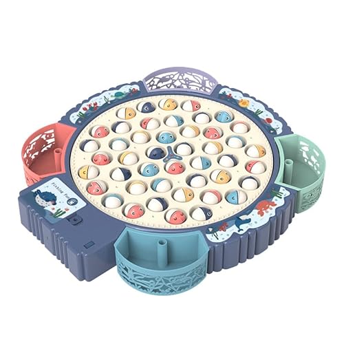 Qingning Angelspiel Fische Angeln Spiele Spielzeug mit 8 Angelruten und 55 Fischen, Spinnendes Angelspielzeug mit Musik Kinder, Kinderspielzeug ab 2 3 4 5 6 Jahren Spielzeug Geschenk für Mädchen Junge von Qingning