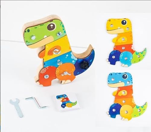 Qingning Holz-Dino Montessori Spielzeug, Dinosaurier Montessori Spielzeug Holzspielzeug Schraubendreher mit Puzzles Karte, Holz Schraubbrett Kinder Lernspielzeug Motorikspielzeug für Kinder ab 3 4 5 6 Qingning Holz-Dino Montessori Spielzeug, Dinosaurier Montessori Spielzeug Holzspielzeug Schraubendreher mit Puzzles Karte, Holz Schraubbrett Kinder Lernspielzeug Motorikspielzeug für Kinder ab 3 4 5 6 von Qingning