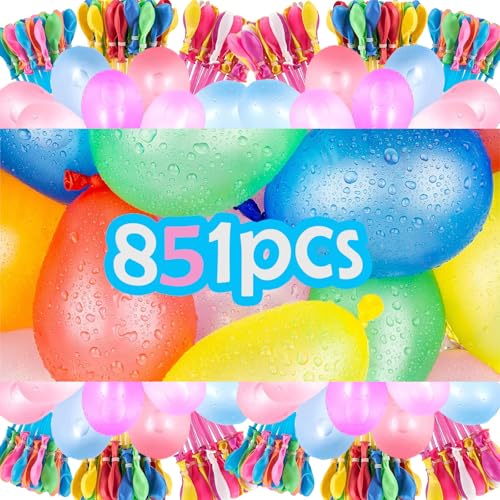 Qingshui 851 Stück Wasserbomben, Wasserbomben Selbstschließend, Wasserballons mit 5 Wasserhahn Anschluss, Wasserbomben Luftballons, Wasserballons Selbstschließend, für Strände, Poolparty von Qingshui