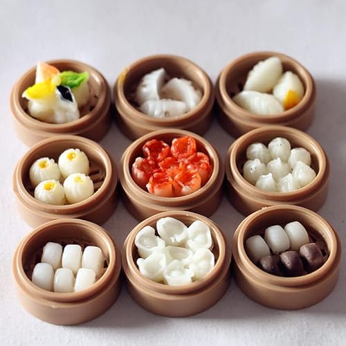Miniatur-Puppenhaus-Miniaturen, chinesisches Essen, gedämpfte Brötchen, Dim Summen-Korb, Versorgung für Puppenhaus, Küche von Qingsi