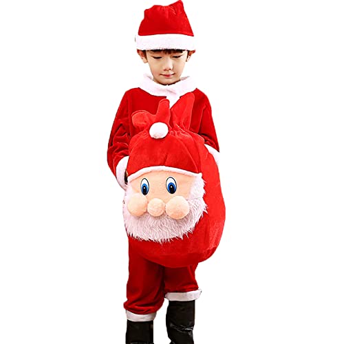 Qingzhuan Weihnachtskostüm für Jungen, Weihnachtsmann Mantel Hose Hut Kinder Kostüm Outfits Xmas Halloween Cosplay-L von Qingzhuan