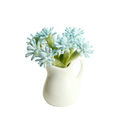Qinlenyan Puppenhaus-Blumentopf, Blumentopf, Pflanzen-Modell, Spielzeug, schön aussehendes Szenenlayout, Blau von Qinlenyan