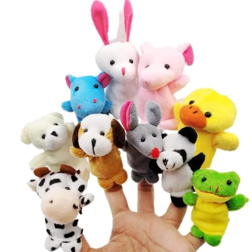 Fingerpuppen,10er Set Plüsch Fingerpuppen Niedliche Tier Finger Puppen Kleine Finger Puppet Badespielzeug Geschenk für Weihnachten Geburtstag Kinder Mitbringsel von Qinsky