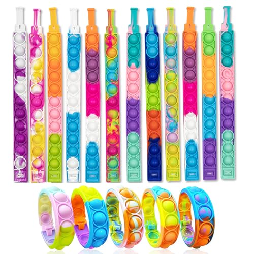 Pop it Armband,17 Pcs Fidget Armband Bubble Armband Spielzeug Armband Kinder Baby Sensory Toy für Kinder und Erwachsene von Qinsky