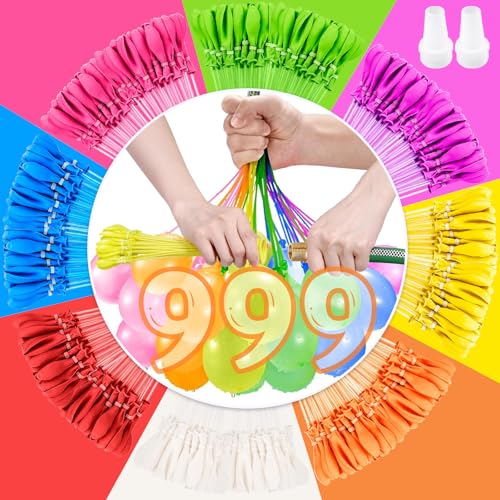 999 Stück Wasserbomben Selbstschließend, Wasser-Bomben Mega-Pack, Wiederverwendbare Wasserbomben mit 4 Wasserhahn Anschluss, 60 Sekunden Schnellfüller, Bunt Wasserballons für Strände,Poolparty,Strände 999 Stück Wasserbomben Selbstschließend, Wasser-Bomben Mega-Pack, Wiederverwendbare Wasserbomben mit 4 Wasserhahn Anschluss, 60 Sekunden Schnellfüller, Bunt Wasserballons für Strände,Poolparty,Strände von Qintora