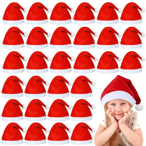 Qintora 30 Stück Weihnachtsmützen, Nikolausmütze Weihnachtsmann Mütze, Dehnbar Weihnachts Mütze für Kinder Erwachsene, Große Menge Nikolausmütze Set, Weihnachtsfeier Familienweihnachtliches Abendessen Qintora 30 Stück Weihnachtsmützen, Nikolausmütze Weihnachtsmann Mütze, Dehnbar Weihnachts Mütze für Kinder Erwachsene, Große Menge Nikolausmütze Set, Weihnachtsfeier Familienweihnachtliches Abendessen von Qintora