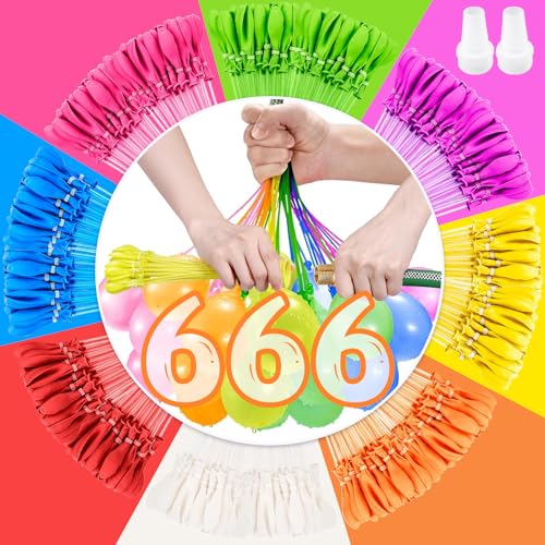 666 Stück Wasserbomben Selbstschließend, Wasser-Bomben Mega-Pack, Wiederverwendbare Wasserbomben mit 4 Wasserhahn Anschluss, 60 Sekunden Schnellfüller, Bunt Wasserballons für Strände,Poolparty,Strände 666 Stück Wasserbomben Selbstschließend, Wasser-Bomben Mega-Pack, Wiederverwendbare Wasserbomben mit 4 Wasserhahn Anschluss, 60 Sekunden Schnellfüller, Bunt Wasserballons für Strände,Poolparty,Strände von Qintora