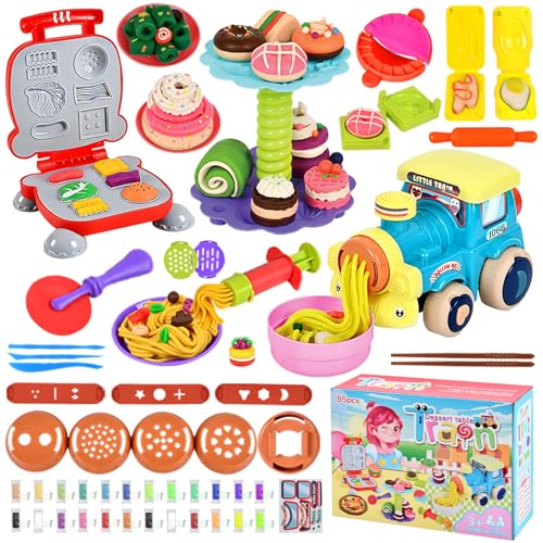 kreative Hamburger Küche,Knete Set für Kinder,54 Stück Knete Zubehör Knetzubehör mit Knetwerkzeug Burger und Nudelmaschine,24 Dosen Knete ab 3 Jahre kreative Hamburger Küche,Knete Set für Kinder,54 Stück Knete Zubehör Knetzubehör mit Knetwerkzeug Burger und Nudelmaschine,24 Dosen Knete ab 3 Jahre von Qintora