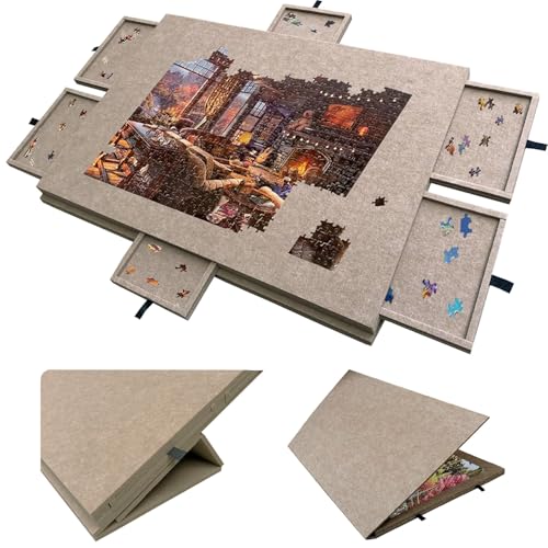 Kippbares Puzzlebrett für 1000 Teile mit 6 Sortierschalen Leichte Puzzlematte aus Filz Tragbarer Puzzletisch für Erwachsene rutschfeste Puzzle-Aufbewahrung, Dark Brown Kippbares Puzzlebrett für 1000 Teile mit 6 Sortierschalen Leichte Puzzlematte aus Filz Tragbarer Puzzletisch für Erwachsene rutschfeste Puzzle-Aufbewahrung, Dark Brown von Qinyuyang