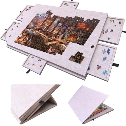 Kippbares Puzzlebrett für 1000 Teile mit 6 Sortierschalen Leichte Puzzlematte aus Filz Tragbarer Puzzletisch für Erwachsene rutschfeste Puzzle-Aufbewahrung, Light Brown Kippbares Puzzlebrett für 1000 Teile mit 6 Sortierschalen Leichte Puzzlematte aus Filz Tragbarer Puzzletisch für Erwachsene rutschfeste Puzzle-Aufbewahrung, Light Brown von Qinyuyang
