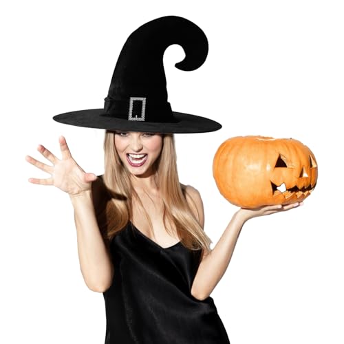 Qipiray Hexenhut Damen, Halloween Schwarz Hexenhut Hexen Kostüm Accessoires Damen Erwachsene, Halloween Hut Witch Hat Kostümparty Cosplay-Party Deko Zubehör von Qipiray