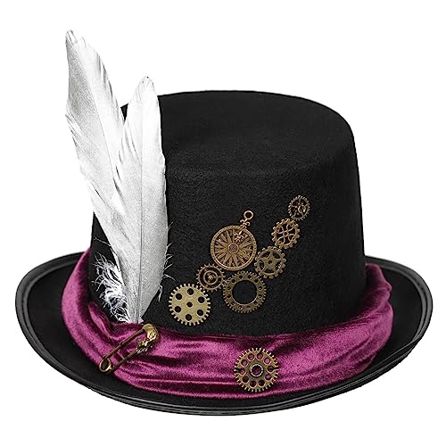 QishGO Filz-Steampunk-Hut für Erwachsene mit Zahnrädern, Vintage-Stil, viktorianischer Steampunk-Kostüm, Hut für Damen und Herren, Halloween-Requisiten QishGO Filz-Steampunk-Hut für Erwachsene mit Zahnrädern, Vintage-Stil, viktorianischer Steampunk-Kostüm, Hut für Damen und Herren, Halloween-Requisiten von QishGO