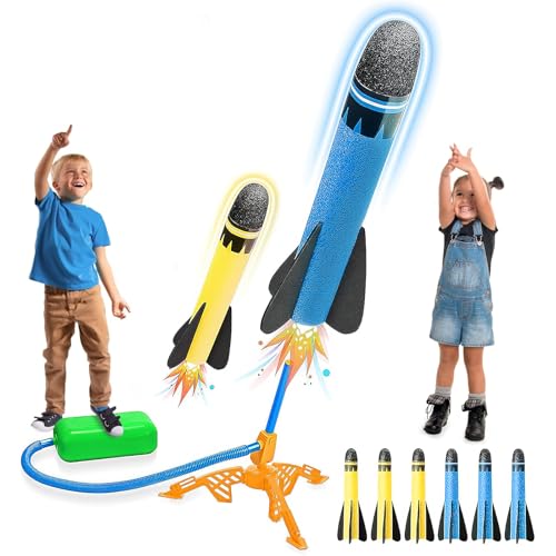 Qivange Raketen Spielzeug für Kinder, Outdoor Raketenspielzeug für 3-10 Jahre, Luftdruck Raketenwerfer Spielzeug für Jungen und Mädchen, Garten Spielzeug für Kinder Geburtstag Weihnachten Geschenke von Qivange