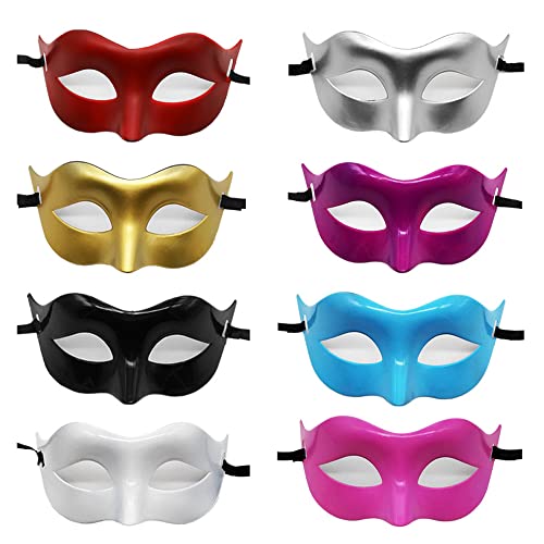 Qiwenr 8Pcs Maskerade-Maske Maskerade KostüM Maske,Halloweenmaske Retro Maskerade Maske,Venezianische Maske Maskerade Augenmaske,FüR MäNner Frauen Party Ball Halloween（Gemischte Farbe） von Qiwenr