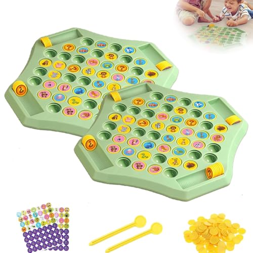 Flip Chess Fun Memory-Spiel, Memory-Schachspiel über Karton Für 4 Spieler, DIY-Obst- Und Tier-Schachbrettspiele Für Familienfeiern, Lernspielzeug(2pcs-Animals) von Qixfyze