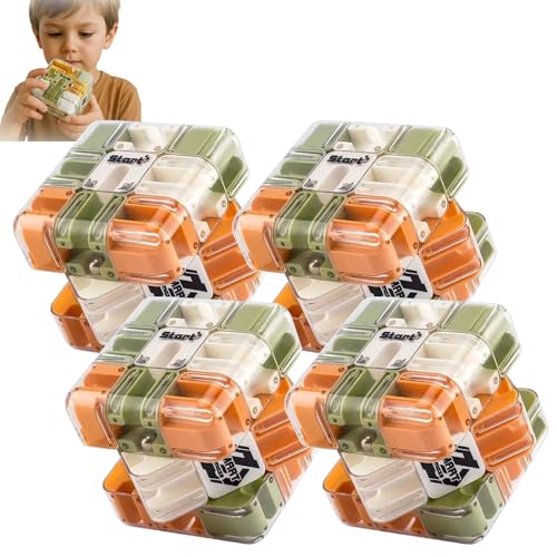 Großes Labyrinth 3D Puzzle Labyrinth Würfel - Spannendes Denkspielzeug, Intelligenter Rollerball mit Hohem Schwierigkeitsgrad, Fördert Logisches Denken(4PCS) von Qixfyze