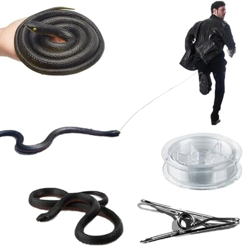 Qixfyze Schlangen-Streich mit Schnur-Clip – Schlangen-Streich for Anklemmen, Gummi-Schlangen-Streich an Einer Schnur, der Menschen jagt, DIY-Golf-Schlangen-Streich mit Schnur und Clip von Qixfyze