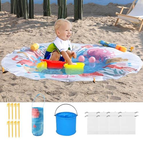Qixfyze Strandpfützenmatte Strandpfützenpool für Kleinkinder, Zusammenklappbares 2-in-1-Babyplanschbecken, Sanddicht, Wasserdicht, Tragbares Sommerspielzeug für den Außenbereich Reisen(1.4m*1.4m) Qixfyze Strandpfützenmatte Strandpfützenpool für Kleinkinder, Zusammenklappbares 2-in-1-Babyplanschbecken, Sanddicht, Wasserdicht, Tragbares Sommerspielzeug für den Außenbereich Reisen(1.4m*1.4m) von Qixfyze