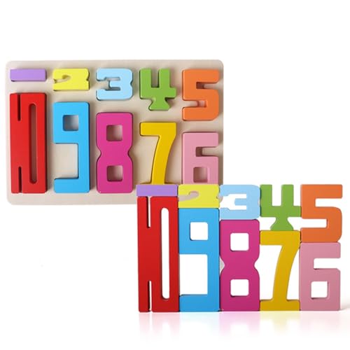 Qixfyze Wooden Number Building Blocks, Large Number Stackin Blocks Balance Competition, Unlock Potential, Number Blocks Sensory Friends of Blocks Gift for Boys Girls(10PC) von Qixfyze