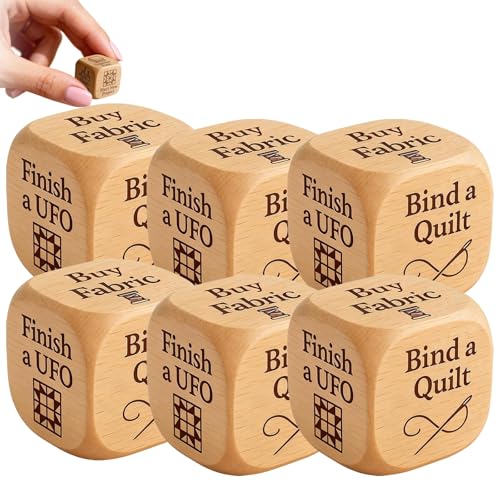 Quilter’s Dice, Quilter Würfel 6-seitiger Handgefertigter Quilt-Entscheidungswürfel Holz mit Eingravierten Quilt-Aufgaben, Lustiges Nähfestival Geschenk für DIY-Nähbegeisterte Bastelliebhaber(6pcs) von Qixfyze
