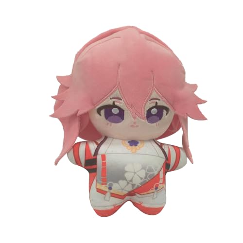 Qixiaan Anime Plüsch Raiden Shogun/Kamisato Ayaka Figur Yae Miko Plüschkissen PP Baumwolle weiches Kissen Anime Anhänger Cartoon Charakter Dekorationen 25 cm von Qixiaan