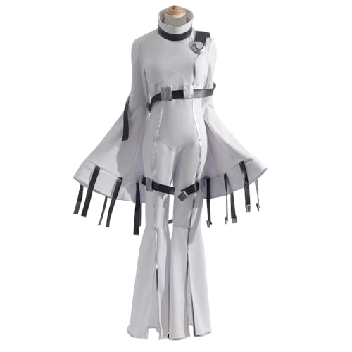 Qixiaan CC Cosplay Kostüm mit Perücke CC Cosplay Jumpsuit Weiß Slim Fit Uniform Outfits für Halloween Party Verkleidung Anime Rollenspiel Bodysuit von Qixiaan