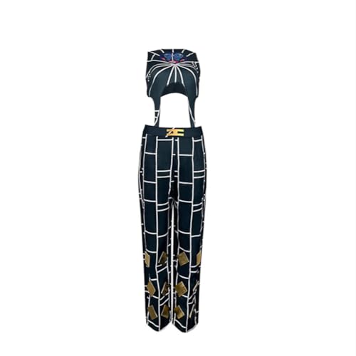 Qixiaan Cujoh Jolyne Cosplay Kostüm Damen Cosplay Outfit Cujoh Jolyne Anime Plaid Set für Fans Halloween Karneval Party von Qixiaan