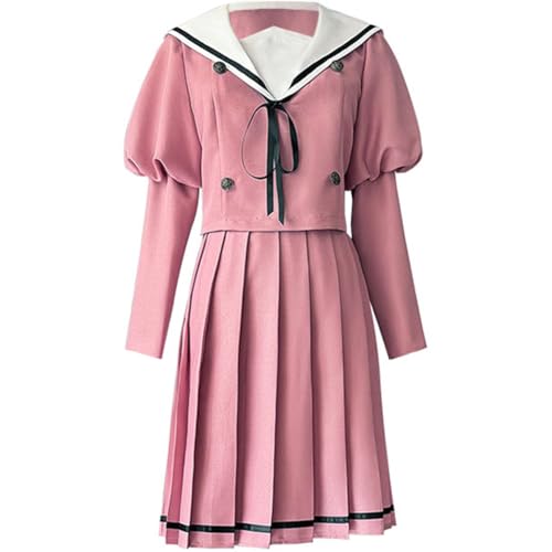 Qixiaan Kaoruko Waguri/Waguri-san Cosplay-Kostüm, Schulstil, Cosplay, rosa Matrosenuniform, Puffärmel, Oberteil, Faltenrock-Set für Mädchen, Halloween, Party von Qixiaan