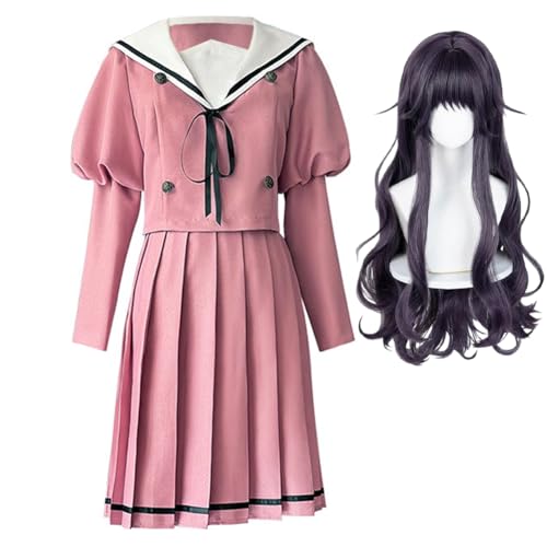 Qixiaan Kaoruko Waguri/Waguri-san Cosplay-Kostüm, Schulstil, Cosplay, rosa Matrosenuniform, Puffärmel, Oberteil, Faltenrock-Set für Mädchen, Halloween, Party von Qixiaan