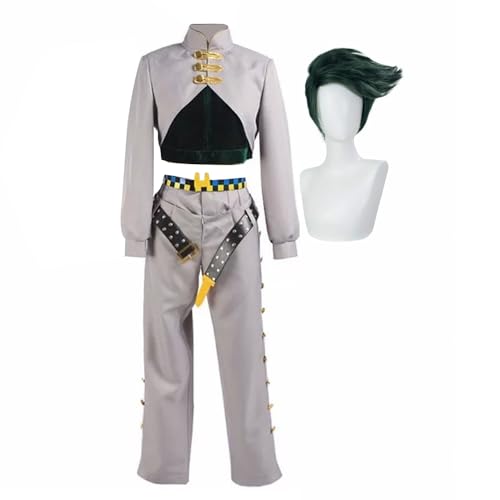 Qixiaan Kishibe Rohan Cosplay Kostüm Komplettes Set mit Grün Kurze Perücke Langarm Oberteil Hose Herren Bühnenkostüm Anzug Rollenspiel für Karneval Halloween Party Qixiaan Kishibe Rohan Cosplay Kostüm Komplettes Set mit Grün Kurze Perücke Langarm Oberteil Hose Herren Bühnenkostüm Anzug Rollenspiel für Karneval Halloween Party von Qixiaan