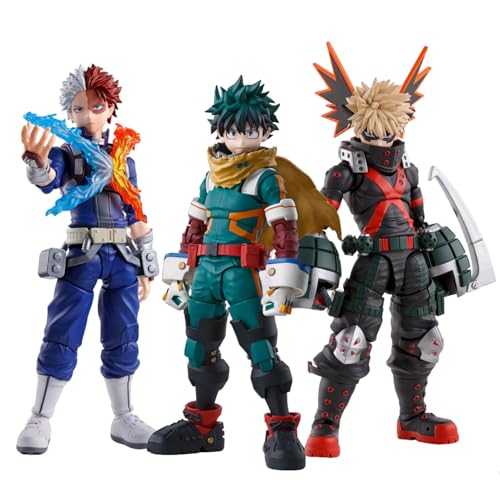Qixiaan MHA Super Action Statue Midoriya Izuku/Bakugou Katsuki/Todoroki Shouto Figuren, bewegliche Ersatzteile, Modell, PVC-Statue, Desktop-Dekoration, Geschenke, 15 cm von Qixiaan