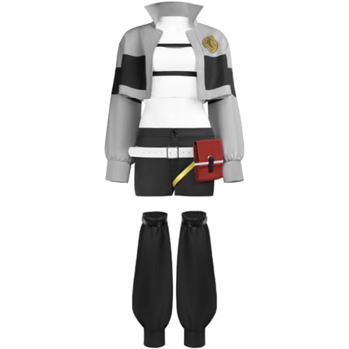 Qixiaan Riyo·Reaper-Cosplay-Kostüm, kurze Jacke, Manschettenhose, einzigartige Hüfttasche, Anime-Cosplay, komplettes Set für Halloween, Karneval, Motto-Partys von Qixiaan