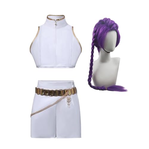Qixiaan Rumi/Mira/Zoey Cosplay Kostüm Full Set Langarm Jacke Rock Frauen Weiß Uniform Kleid mit Perücke für Karneval Halloween Rollenspiel Outfits von Qixiaan