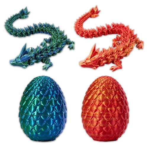 Qixuer 3D Gedrucktes Drachenei Mit Drache, 2er Set Drache Im Ei Beweglicher Drachen Spielzeug, für Kinder Drachenliebhaber und Autos, Büros, Häuser (rot Gold+blau grün) Qixuer 3D Gedrucktes Drachenei Mit Drache, 2er Set Drache Im Ei Beweglicher Drachen Spielzeug, für Kinder Drachenliebhaber und Autos, Büros, Häuser (rot Gold+blau grün) von Qixuer