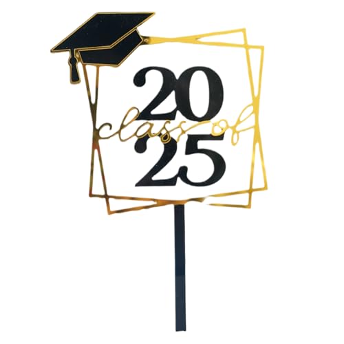 2025 Cupcake Deko - Schwarz Goldene Cupcake Deko,Acryl Appetizer Spieße Fotobox Zubehör Für Zuhause Hochschule Kindergarten Kinder Und Schule von Qizeroty