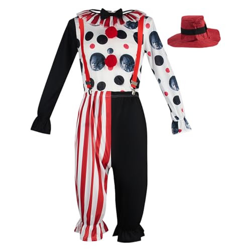 Qizeroty Clown-Kostüm-Set Für Erwachsene, Cosplay-Kostüm-Set – Lustiges Oberteil Und Hose Mit Hosenträgern Und Hut, Perfekt Für Halloween Weihnachtsfeiern Aufführungen (L) von Qizeroty