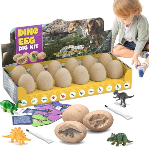 Qizeroty Dinosaurier-Eier-Grabset – 12 Dinosaurier-Ostereier, Grabspielzeug Lustiges Experimentierset, Party-Spielzeug Geeignet Für Kinder Ab 3 Jahren (B) von Qizeroty