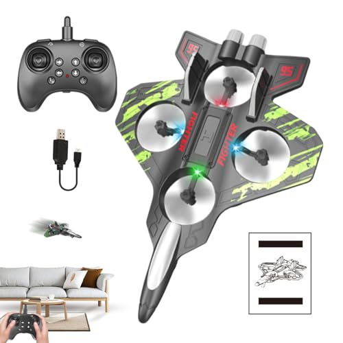 Qizeroty Fernbedienungsebene, RC Aircraft Quadcopter Mit LED Licht, Drahtloser Fernbedienung Flugzeuggleiter, Wiederaufladbare Fernbedienungsschaumflugzeug Für Anfänger, Kinder, Erwachsene von Qizeroty