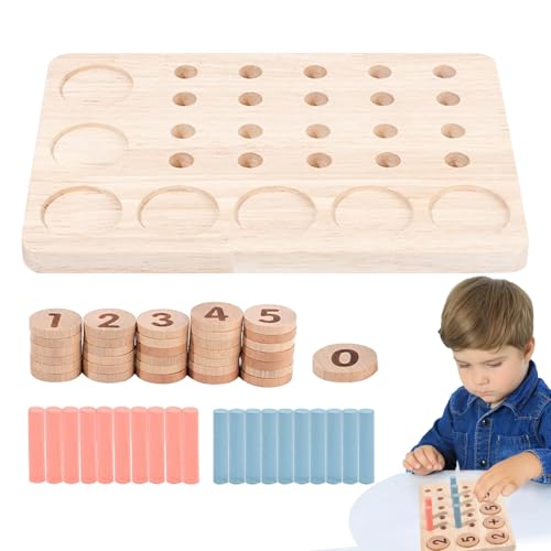 Qizeroty Holzzählspielzeug, Addition Und Subtraktion Mathematik Unterricht Manipulative Zählerzählungsspielzeug, Logisches Denken Pädagogische Mathematikspielzeug Für JungenUnd Mädchen von Qizeroty