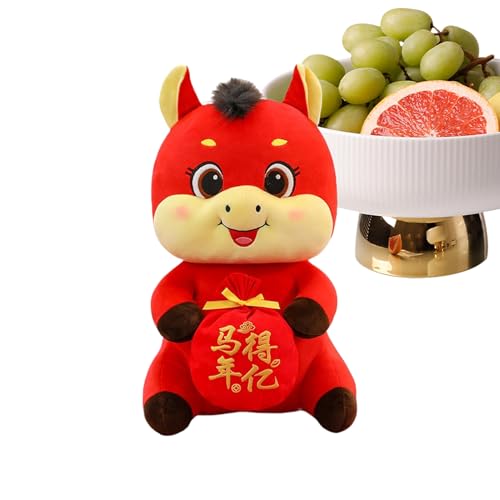 Qizeroty Maskottchen des Jahres Pferdes 2026, Plüschtier des Chinesischen Jahres Pferdes, Chinesisches Tierkreiszeichen-Pferdespielzeug, Geeignet Für Die Dekoration Von Haus Und Auto, 25cm von Qizeroty