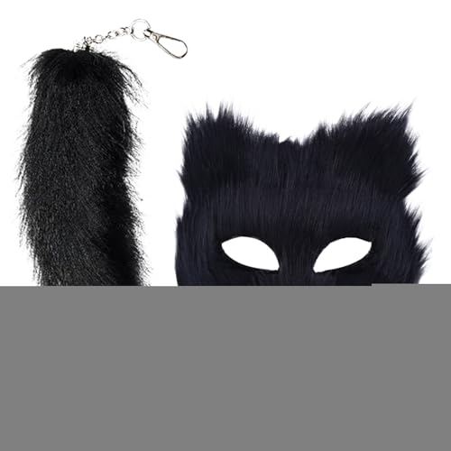 Qizeroty Tier-Maskerade- und Schwanz-Set, Tier-Cosplay-Set für Mädchen | Mädchen-Cosplay-Kostüm mit Tierschwanz,Halbpelzige Tier-Gesichtsbedeckung für Versammlungspartys Qizeroty Tier-Maskerade- und Schwanz-Set, Tier-Cosplay-Set für Mädchen | Mädchen-Cosplay-Kostüm mit Tierschwanz,Halbpelzige Tier-Gesichtsbedeckung für Versammlungspartys von Qizeroty