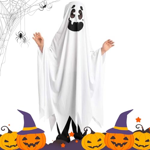 Qizeroty Weißer Geisterumhang Für Halloween, Kinder-Halloween-Maskenumhang, Eltern-Kind-Dekoration Geeignet Für Karneval, Cosplay-Partys Und Süßes-oder-Saures-Partys von Qizeroty