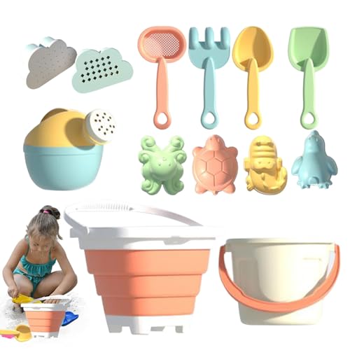 Sandbox Spielzeug Für Kinder, 13 Prozent Sandgrubenspielzeug Mit Zusammenklappbarem Eimer Und Spade Beach Set, Kinder Interaktive Strandspielzeugset Für Camping Schwimmbad, Seaside Holiday von Qizeroty